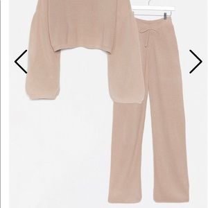 Nasty Gal Knit Again Sweater and Pants Lounge Set